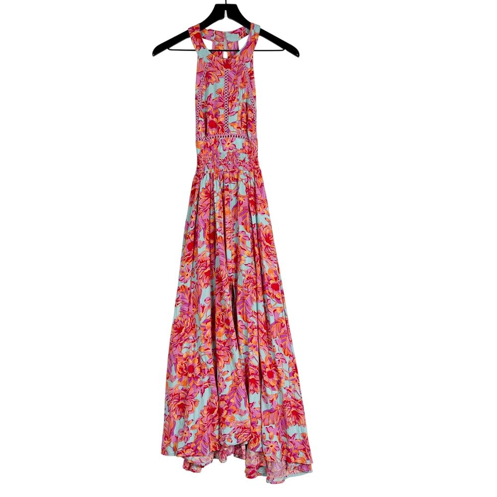 Able the Label Anthropologie Rumi Floral Halter Maxi Dress Pink - XS